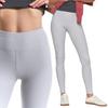 Women's High Waist Ribbed Leggings Fashionable Sporty MORAJ L/XL GREY