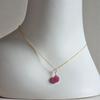 [Bebe Lapin] Ruby Single Stone Pendant Necklace, 14K Gold Filled Chain, September Birthstone (Gift Box Included)