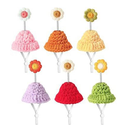 1 Set Goose Statue Mini Knitted Hat with Adjustable Strap Desktop Goose Crochet Cap