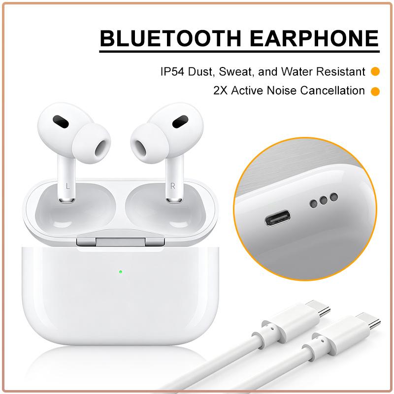 Air Pro 2. Generation TWS 3D Räumliches Audio Kabellose Ohrhörer Personalisierte Klangerfahrung Touch-Steuerung Bluetooth Headset für Musik & Anrufe weiß