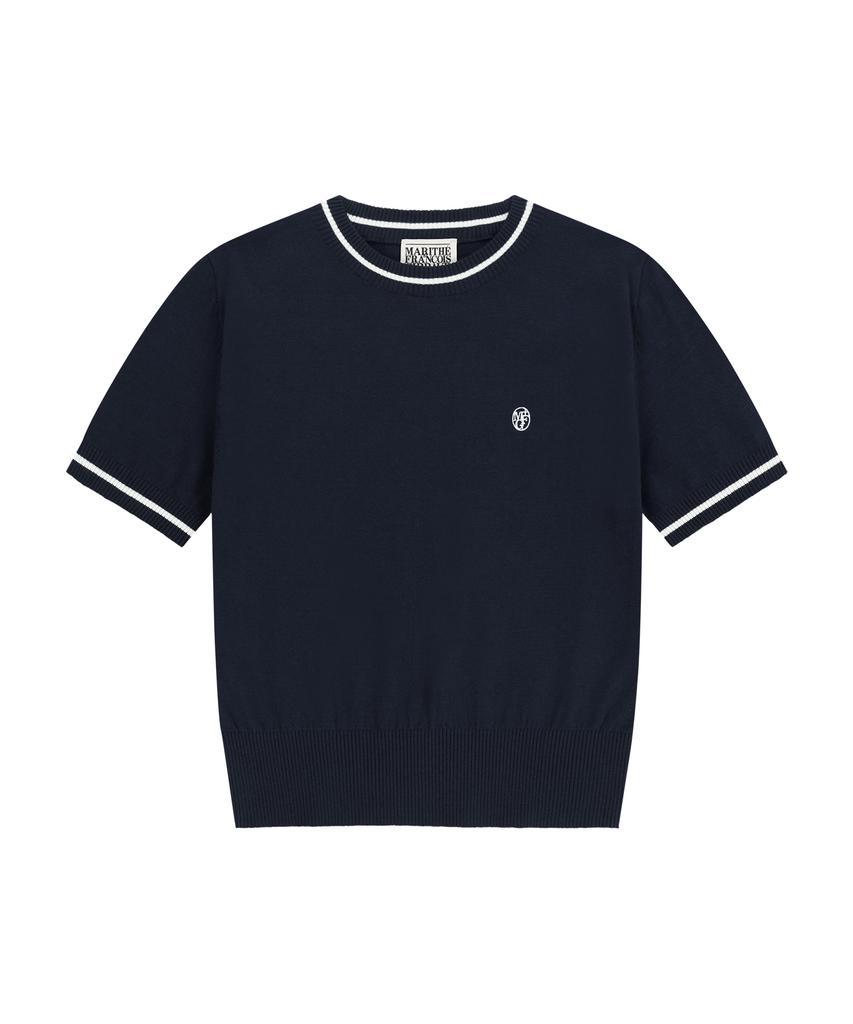 Malittepeulangsowajeobeo W Circle Logo Half Knit Pullover Navy