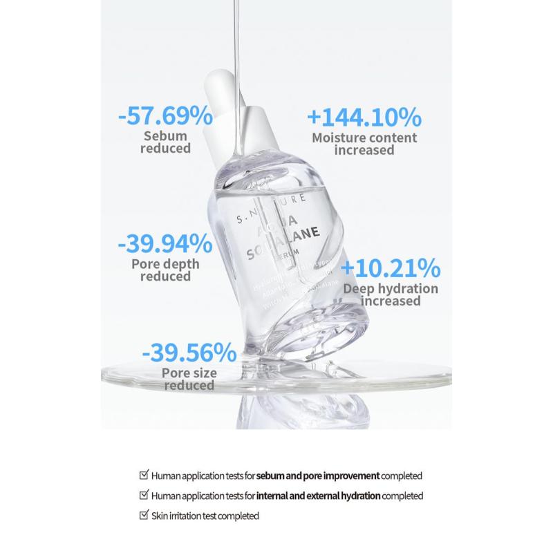 S.NATURE Aqua Squalane Serum 50ml Set – Deep Hydration Serum with Squalane (+ 50ml Refill + Moisturizing Cream 10ml)