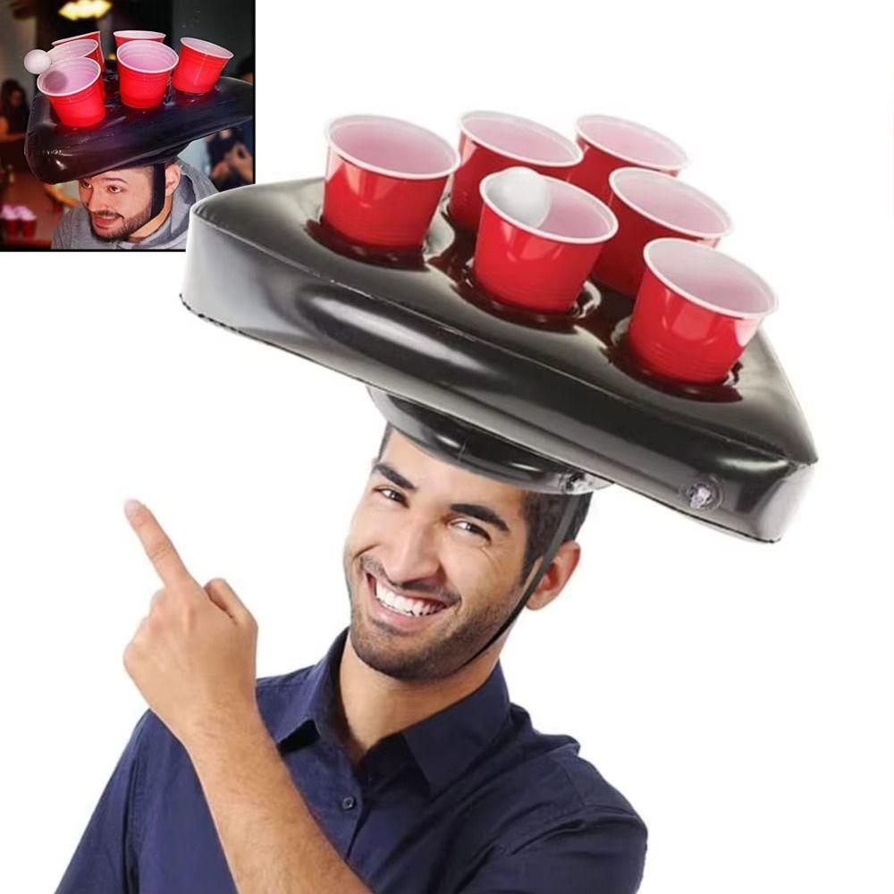 Triangle Cap Toss Game Hat Beverage Cup Mats Party Toss Game Inflatable Pong Hat Garden Party