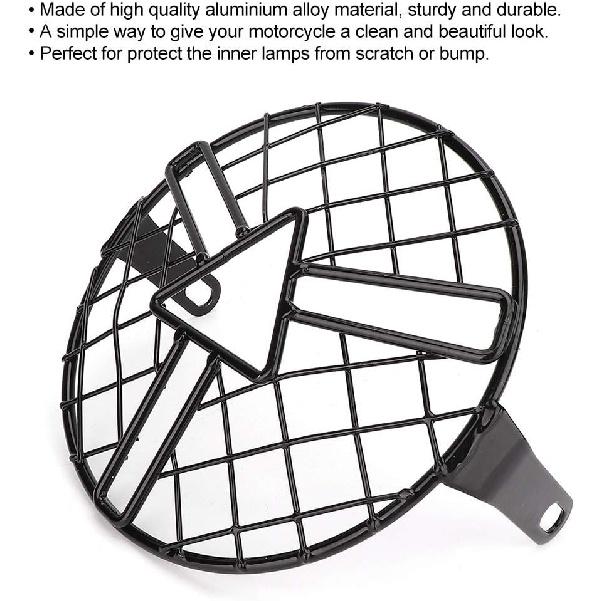 Aramox Motorcycle Headlight Guard Grille Cover, Aluminum Alloy Protector for CG125 GN125, 5.75 Inch Headlamp, Black