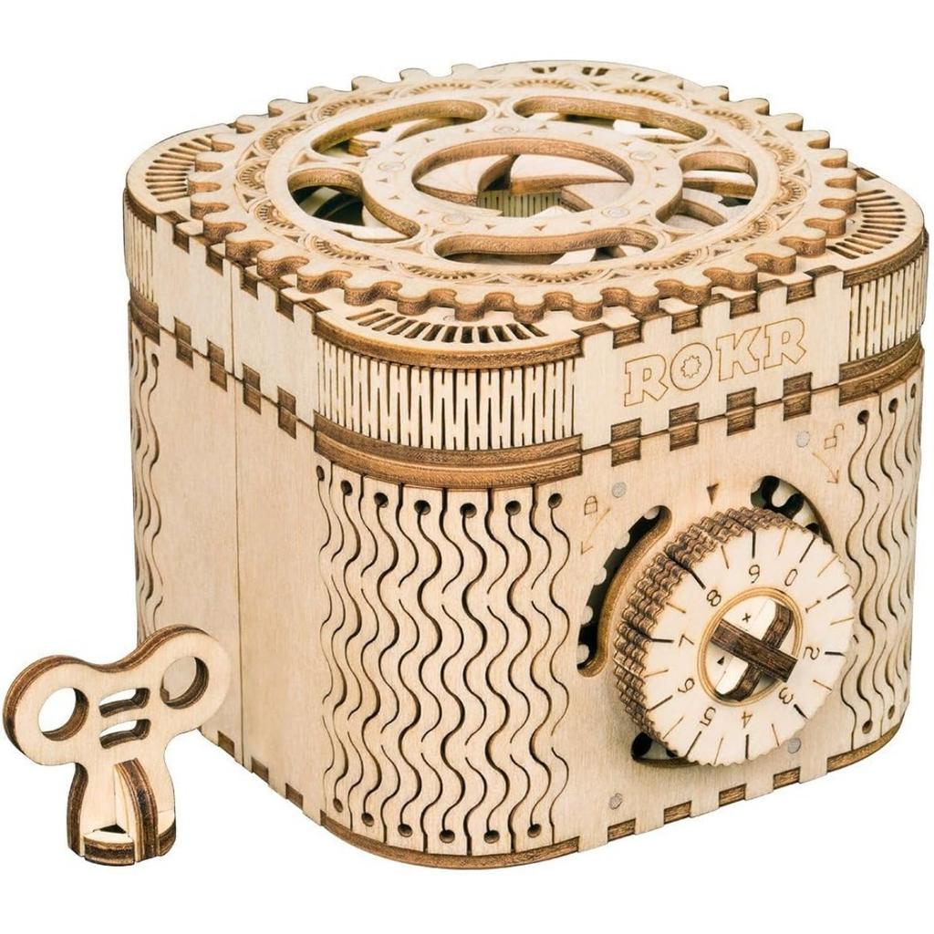 3D-Holzpuzzle Mechanische Schatzkiste Modell DIY Denksportprojekte für Erwachsene Kinder ab 14 Jahren