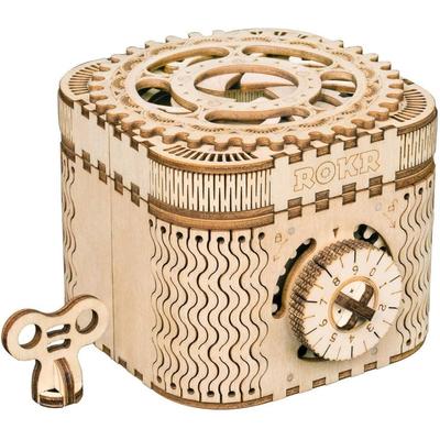 3D Wooden Puzzle Mechanical Treasure Box Model DIY Brain Teaser Projects for Adult Kid Age 14+