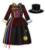 Mad Hatter Hatter Halloween Costume Cosplay Costume for Children Girls Event Stage Performance Clothes One Piece with Hat 120 [ReliBeauty]