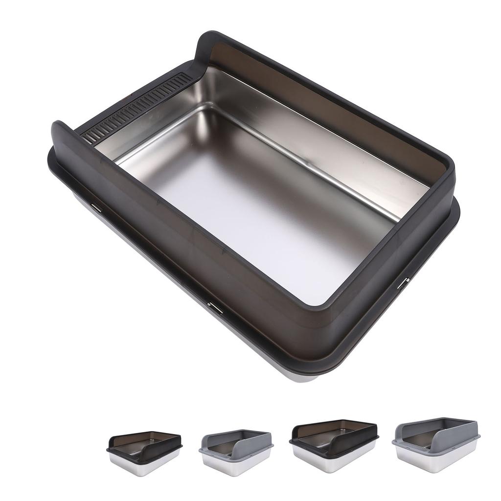 Stainless Steel Litter Box Anti Splashing Odorless Easy To Clean High Sides Semi Enclosed Cat Litter