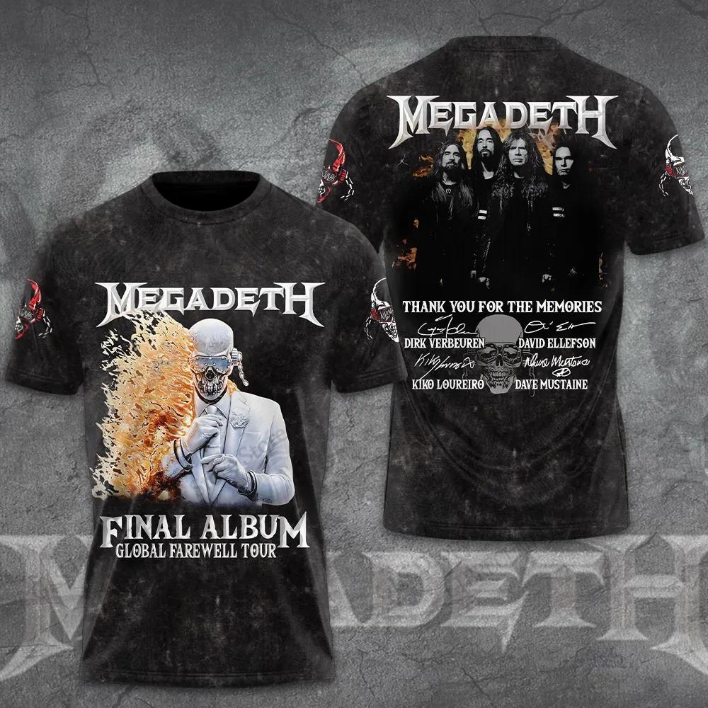 Band Rock Heavy Metal Megadeth Stampa 3D Creativo Hip-hop Fresco Top Estivo Uomo Casual Moda Manica Corta Girocollo Abbigliamento