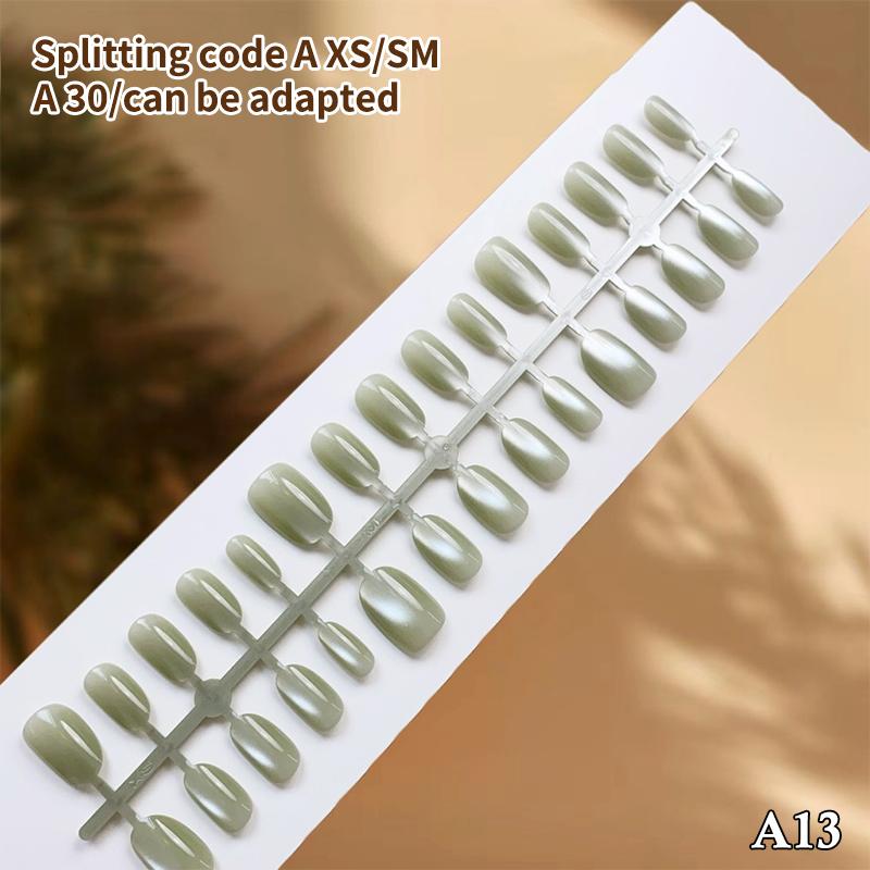 30pcs Cat Eye Press On Nails Short Square Reusable Nail Tips for Women Salon Quality Fake Nails for Date Nights