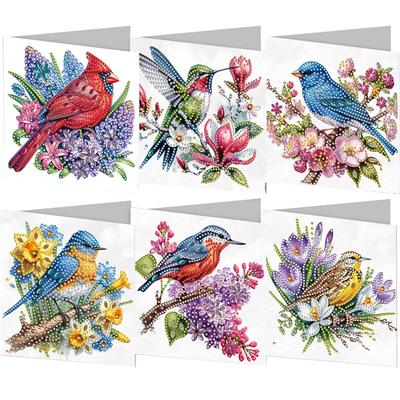 6pcs Diamond Painting Gift Card DIY 5D Rhinestone Embroidery Arts Cards Kits Handmade Arts Crafts for Birthday Thanksgiving Day