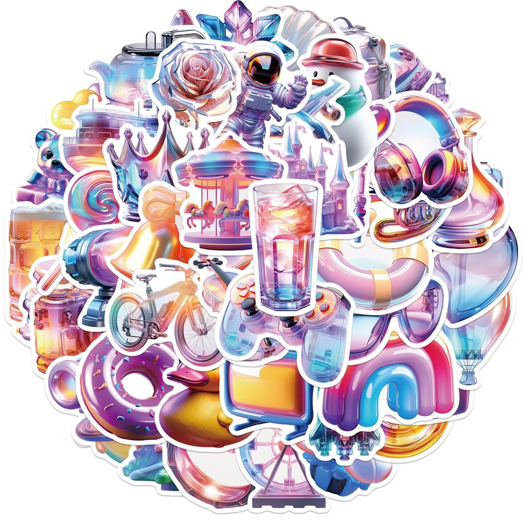 50 Cartoon 3D Gift Doodle Stickers Guitar Notebook Suitcase DIY Waterproof Stickers
