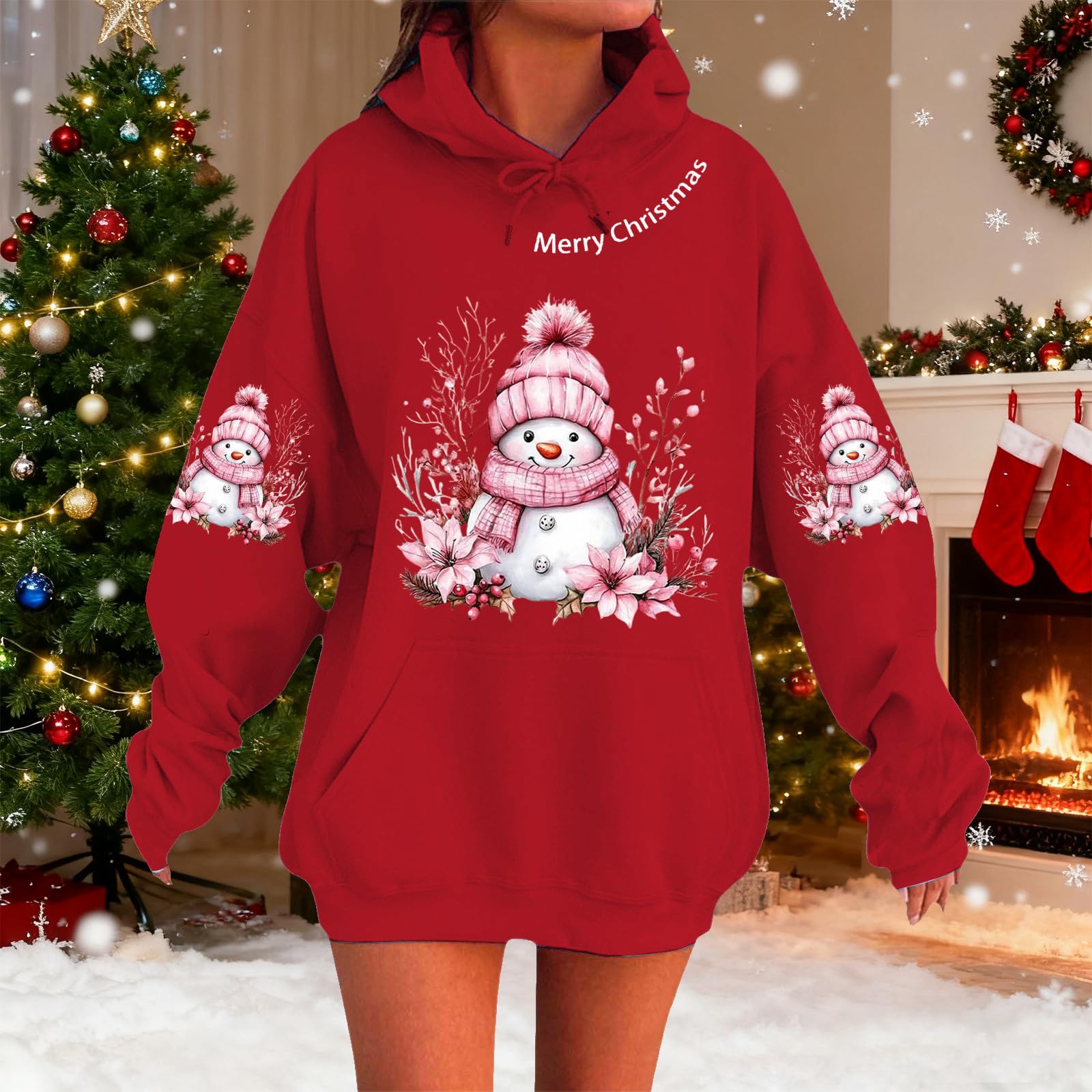 

Женский модный повседневный худи с длинным рукавом и принтом для рождественской праздничной вечеринки XXXL розовый