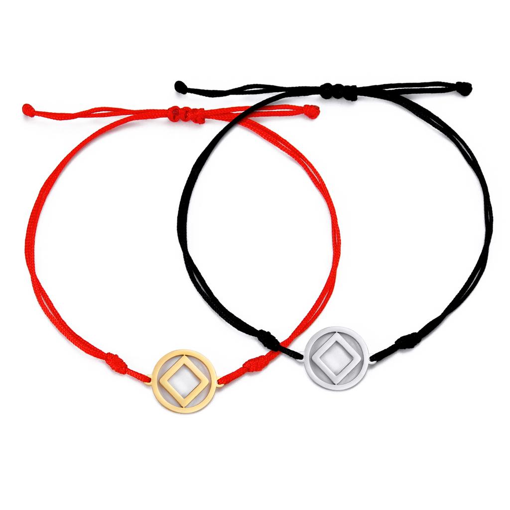 Dawapara Norse Runes Bracelet Elder Futhark Rune Charm Adjustable Rope Bracelet Stainless Steel Viking Jewelry