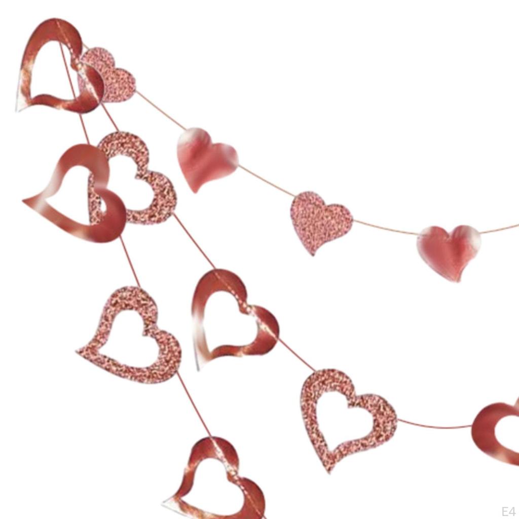 3 Stück DIY Valentinstag Banner, Valentinstags Wimpelketten Schnur, Herz Papiergirlande für