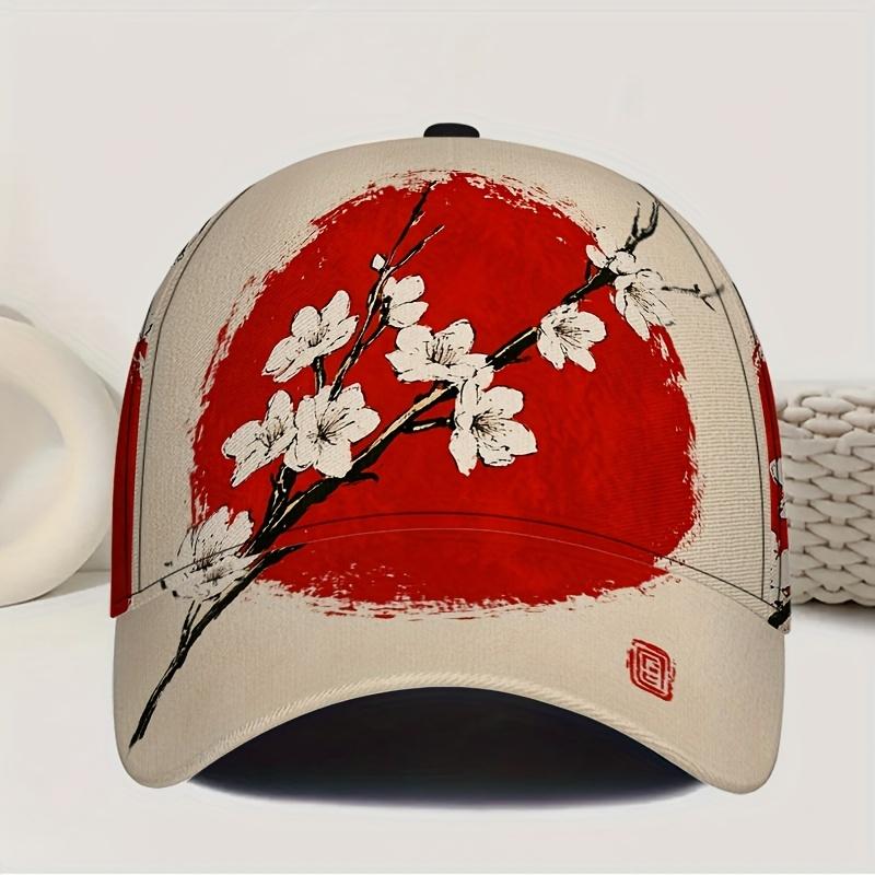 

One Cherry Blossom Sunrise Design Classic Baseball Cap Casual Duckbill Hat Great for Everyday Use Lightweight Adjustable Style