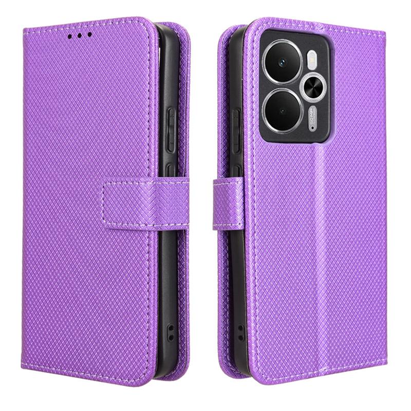 For OPPO Realme 14T 5G Global Luxury Flip Diamond Pattern lanyard Business Wallet Case Leather for OPPO Realme 14 5G Phone Case