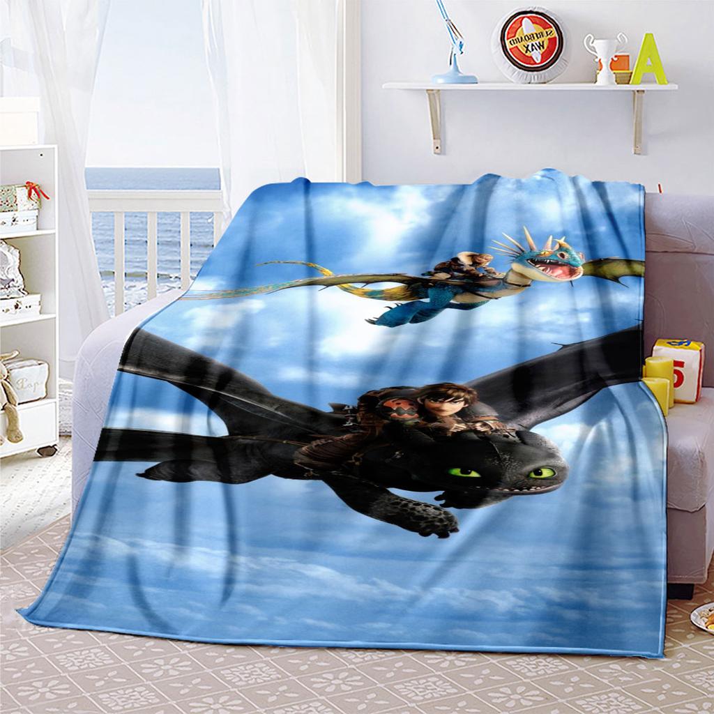 High-quality How to Train Your Dragon Toothless themed printed blanket. Soft and comfortable, a perfect gift for  friends.
