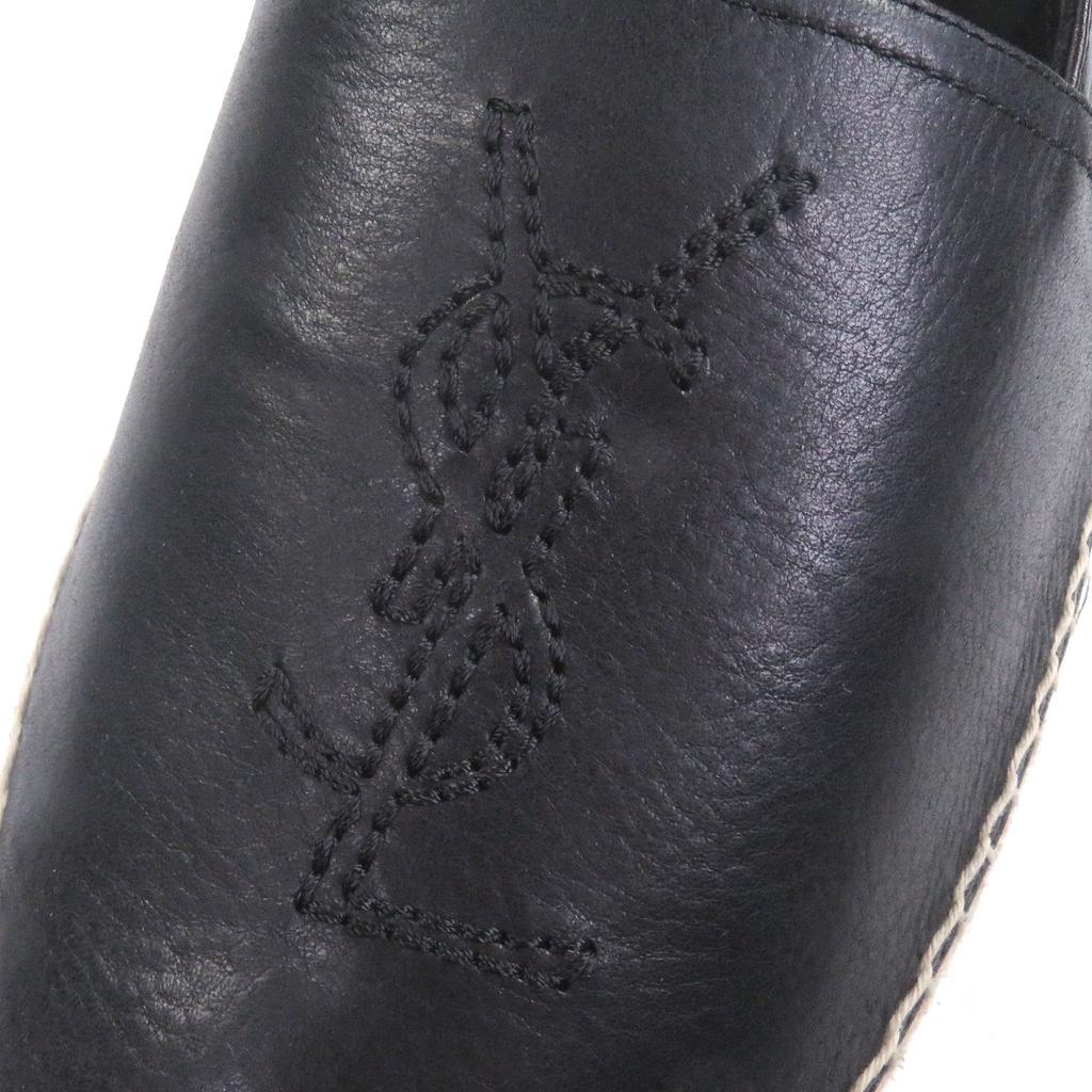 Pristine SAINT LAURENT PARIS Moccasin YSL Stitch Espadrilles Slip-On Flats black Used