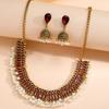 Ethnic Style Oil Drop Necklace And Earring Fashionable Clavicle Chain Vintage Jewelry Set  Birthday