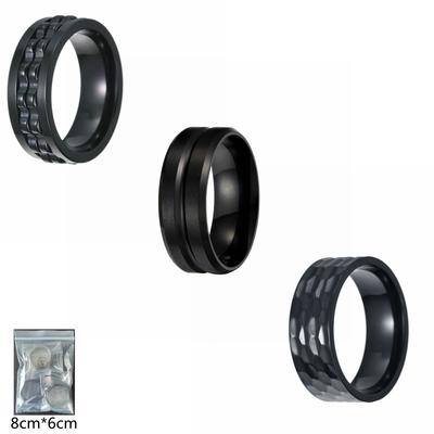 Fashion Men's Titanium Black Ring Spinning Set Finger Ring Men's Titanium Steel Spinning Vintage Ring Temperament Couple Party Jewelry Birthday Gifts