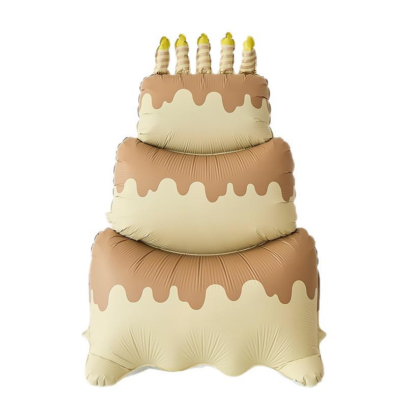 3D Cartoon Birthday Cake Balloon - Foil Decoration for Kids' Parties