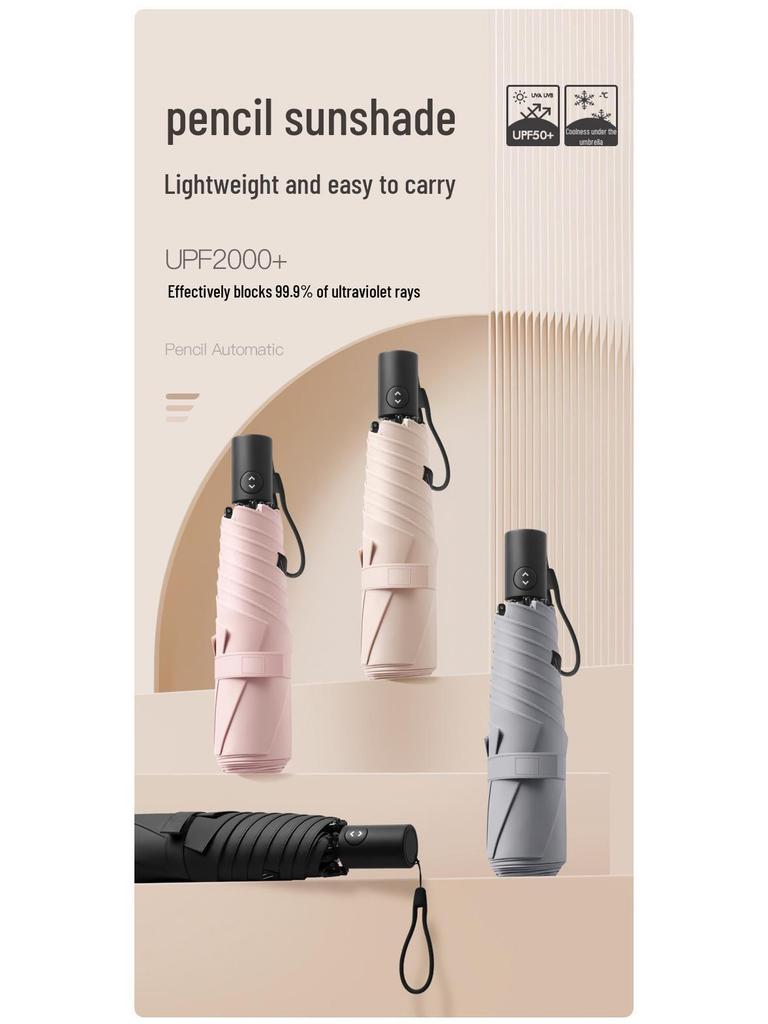 220g Ultralight Japan Mini Pencil Automatic Umbrella: Anti-Rebound, Retractable, Ideal for Rain or Shine.