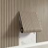 Self-adhesive Wood-grain Slat-effect Wall Sticker – 3D Grooved Grid-stripe Panel Wallpaper Roll