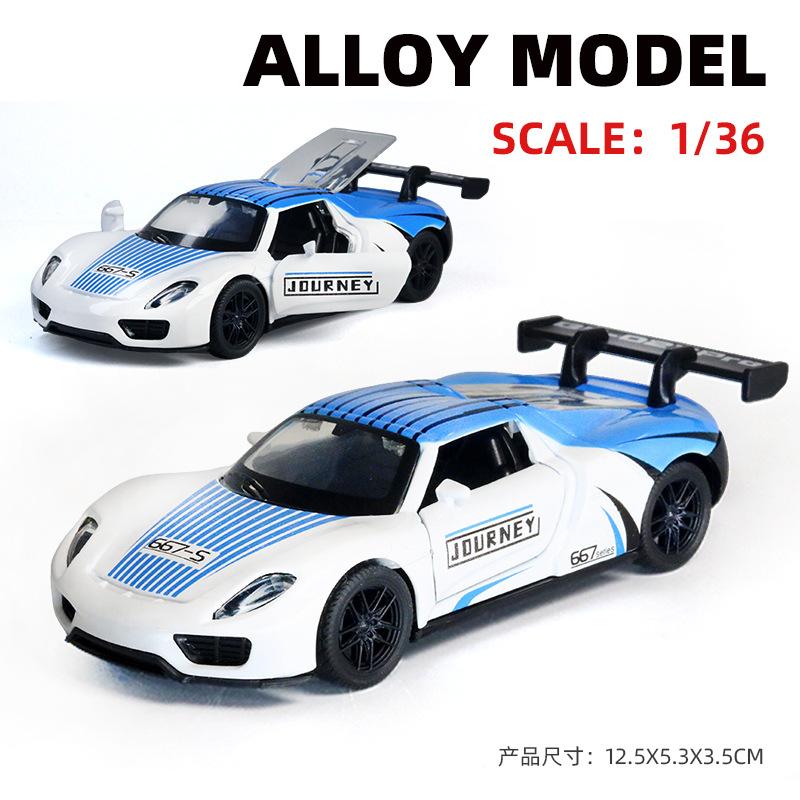 AAZN1 [Boxed] 1:36 Alloy Racing Model Boy Three Doors Pull Back Graffiti Car Gift Wholesale Cross-border