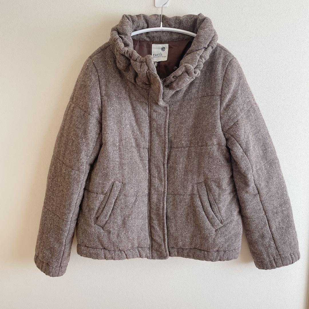 Earth Music and Ecology Filled Jacket Volume Collar M Brown Wool