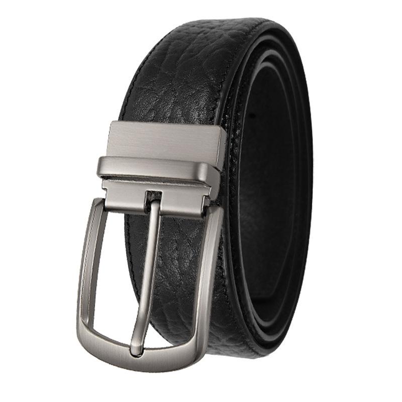 

Ремень из коровьей кожи первого слоя с пряжкой, узор бизона, повседневный высококачественный мужской перфорированный ремень 120*3.3cm
