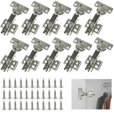 10 Stück Scharniere aus Edelstahl, hydraulischer Schranktürscharnier, Dämpferpuffer, sanftes, leises Schließen, für alle Küchenschrankmöbel