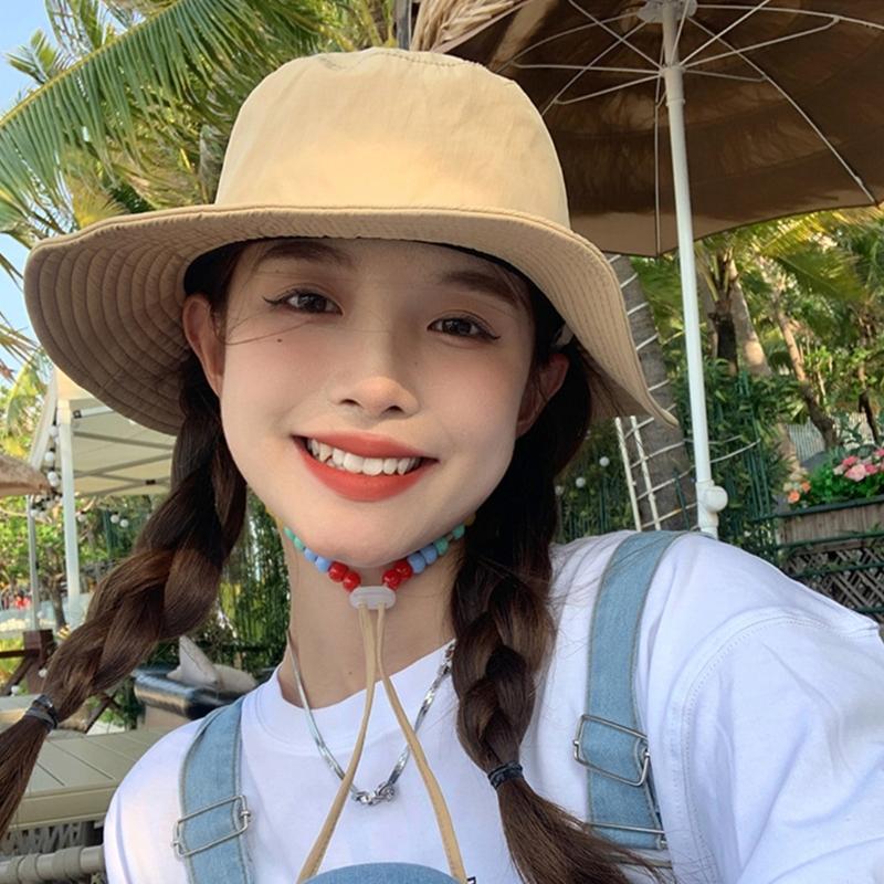 Portable Sun Hat Wide Brim Quick Drying Hat with Windproof Rope Breathable Sunshade for Outdoor Surprise Gift