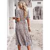 V-neck Short Sleeve Floral Printed Dress Summer Fashion Elegant Loose Long A-line Party Dresses Casual Bohemian Beach Slim Fit Elegant Clothing