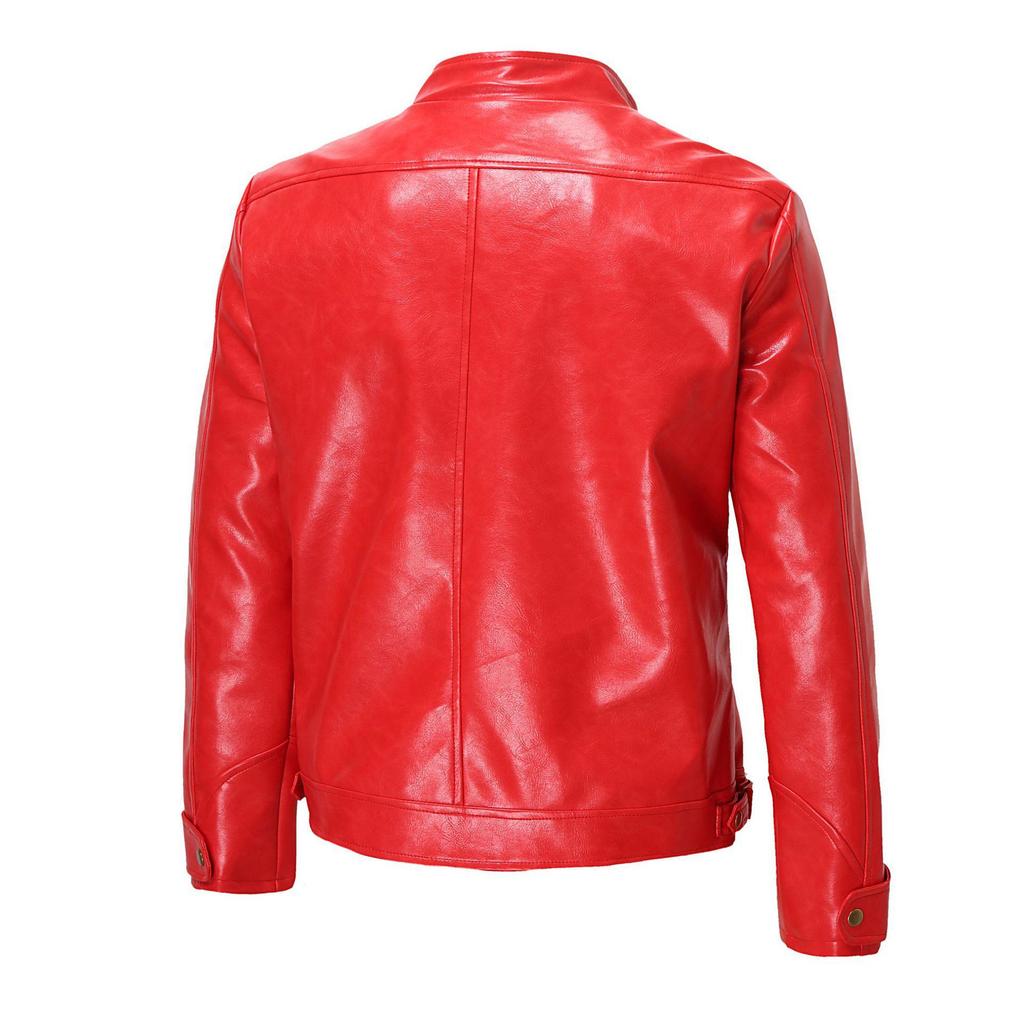 2023 Herren Lederjacke im Used-Look - Europäischer & Amerikanischer Punk-Stil mit Stehkragen