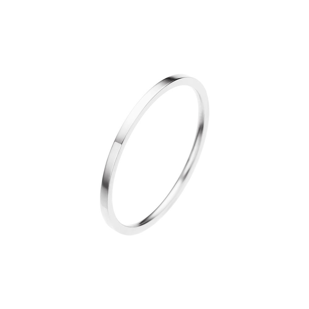 Trendy Women s Narrow Stainless Steel Ring with Inlaid Diamond - Colorfast Polished Titanium Steel. Size 6
