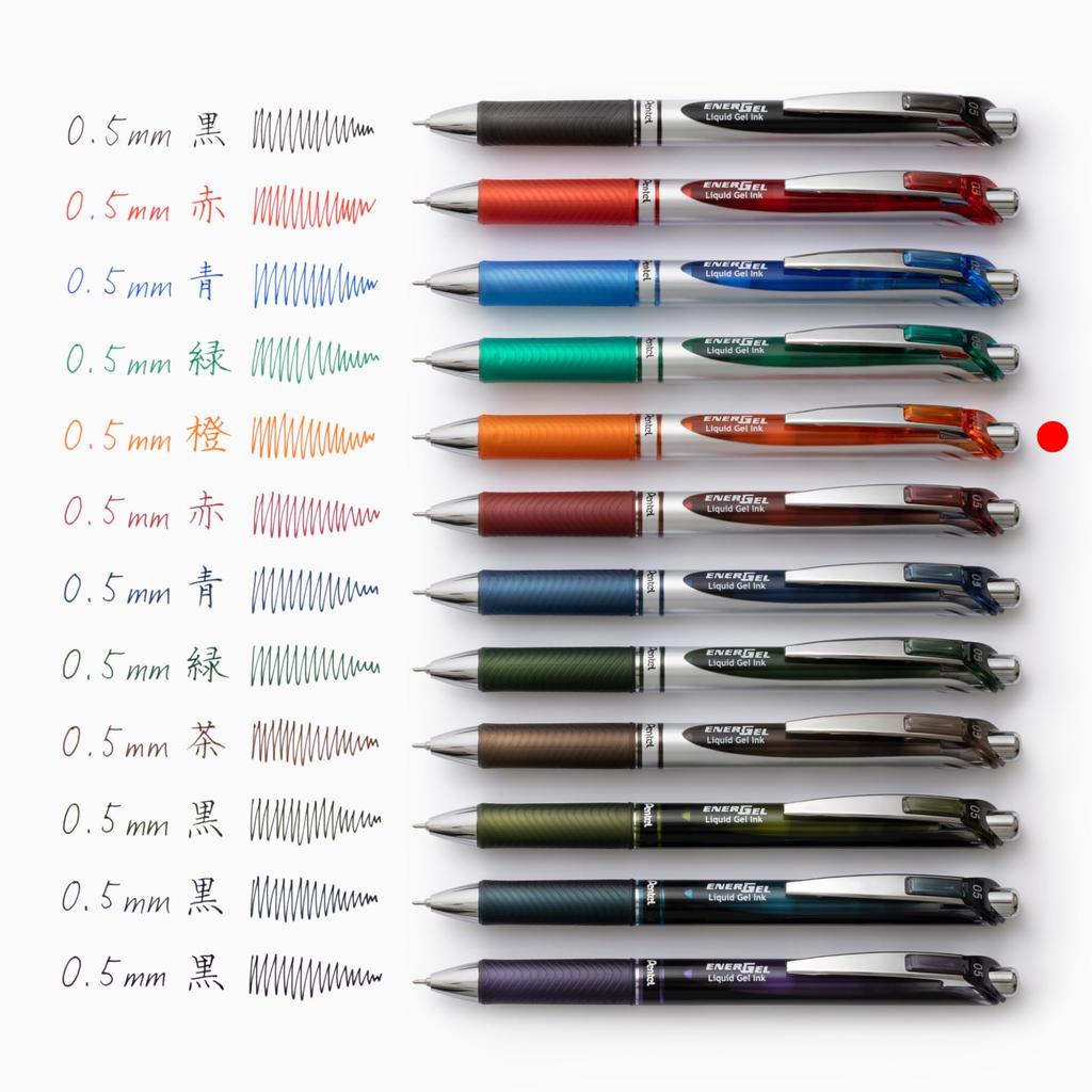 Pentel EnerGel Gel Ink Ballpoint 10 pens Pen, 0.5mm, Orange, (BLN75Z-F(10))