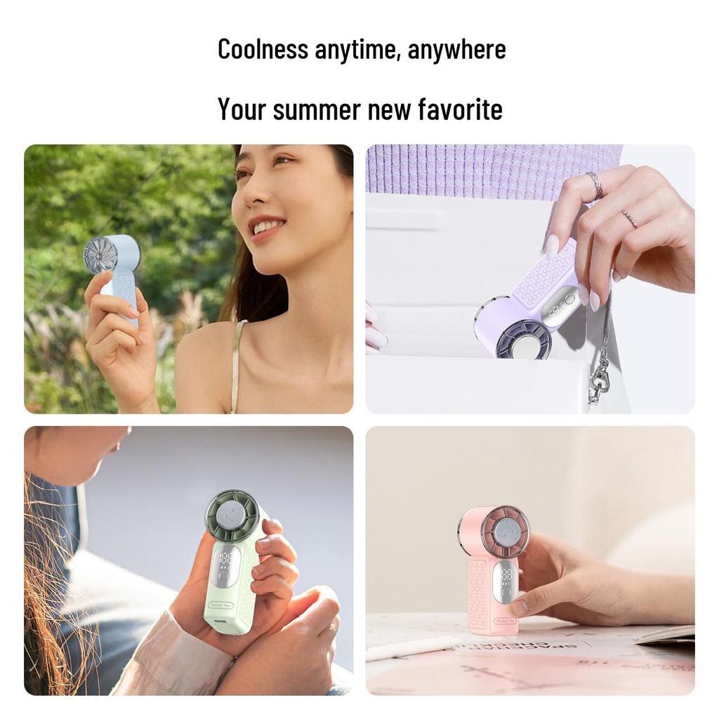 Portable USB Mini Handheld Fan with Digital Display and High-Speed Turbine