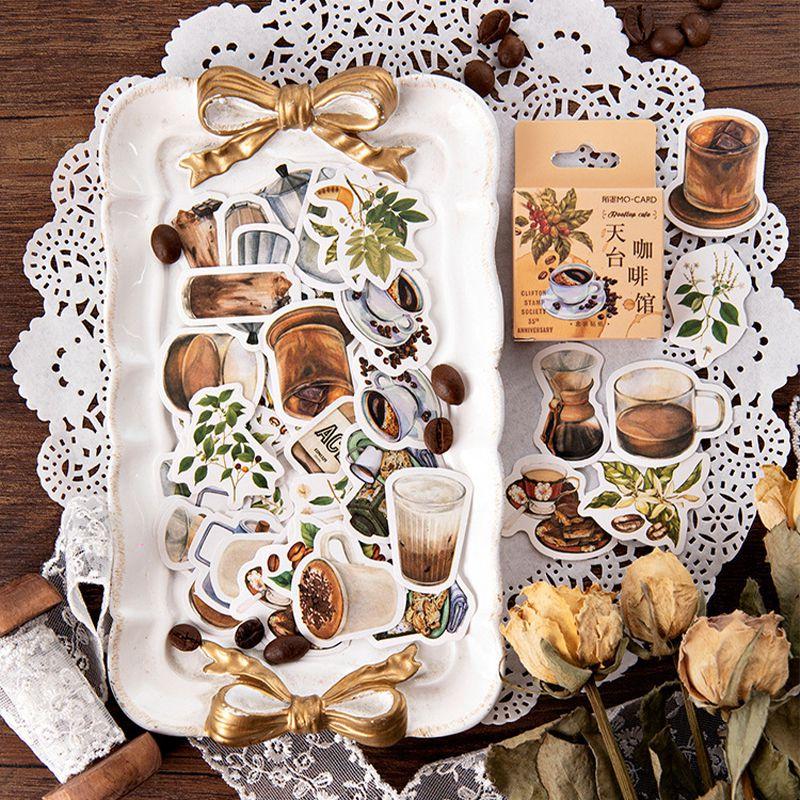 Stunning 46 Pcs Coffee Pattern Scrapbook Journal Stickers For Personalized Notebook Decoration