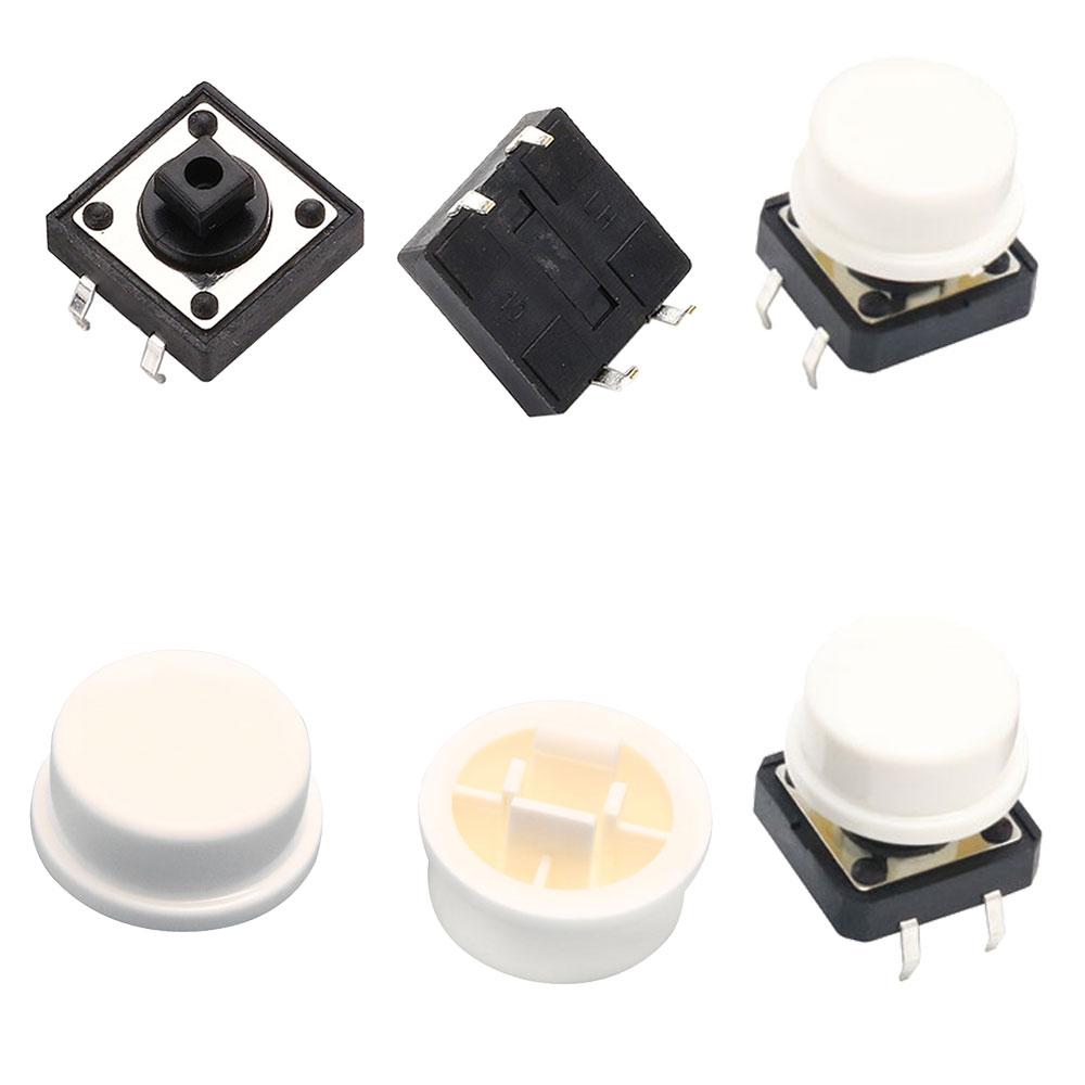 Tactile Push Button Switch Momentary 12*12*7.3MM Micro Switch Button with Knob White Black Yellow Blue Red Kit 12x12x7.3mm