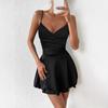 Women's Tube Top Suspender Skirt European and American Sexy Deep V-neck Halter Pleated Hip-wrapped Dress