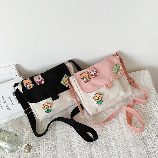 Женская милая прочная холщовая сумка через плечо в стиле ретро большой емкости чёрный — фото 3