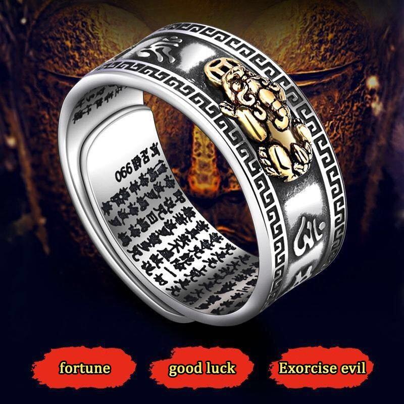 3pcs Vintage Copper Coin Pixiu Ring Chinese Feng Shui Unisex