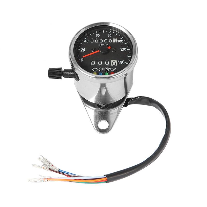 Universal Motorcycle KM/H Electronic Speedometer with LED Backlight Dual Odometer Gauge Retro Vintage Tachometer Moto Instrument