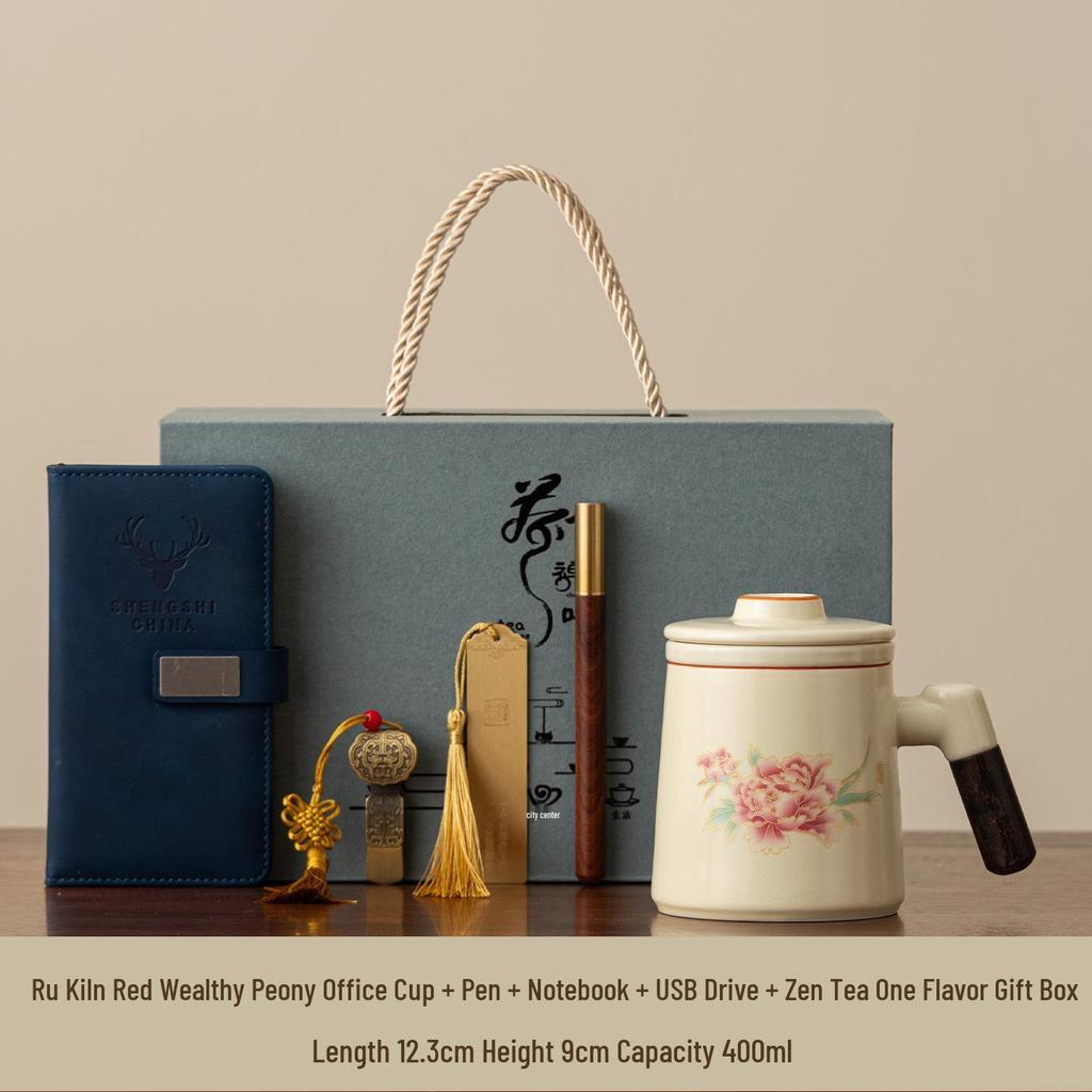 Ru Kiln Ceramic Tea Mug with Lid & Filter - Women's Personal Office Water Cup