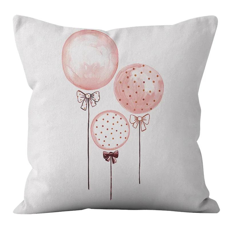 Rosa und schwarze geometrische Buchstaben bedruckte Sofakissenbezug Kissenbezug Heimdekoration Party Auto Bettwäsche