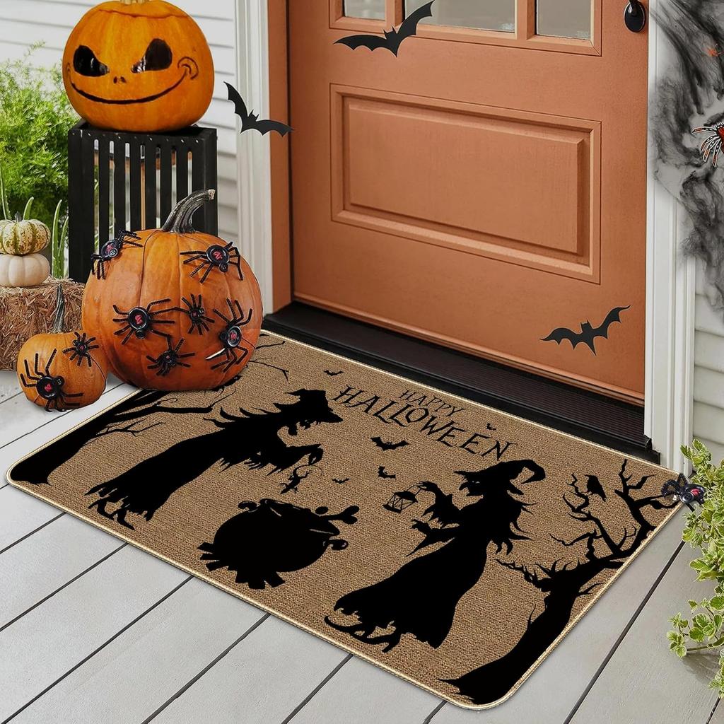 Halloween Happy Entrance Carpet Witch Slippery Welcome Floor Mat Family Kitchen Indoor Outdoor Decoration