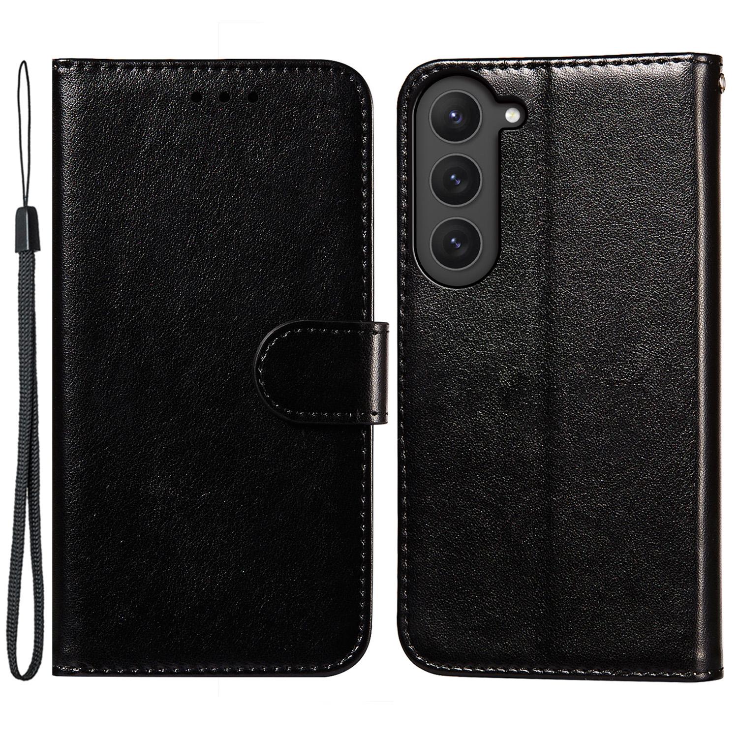 

Для Samsung Galaxy S23 Подставка Флип-чехол Магнитная застежка ТПУ+ПУ кожа Кошелек Чехол для телефона Black