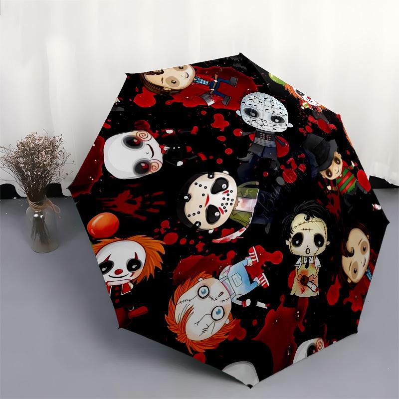 1pc Halloween Horror Icons Umbrella with Plastic Handle,Suitable for All Seasons Home Travel Outdoor UmbrellaM1342