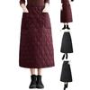 Women Down Skirt Elastic High Waist Large Swing Design Midi Skirt with Pockets Solid Color A-Line Windproof Skirt